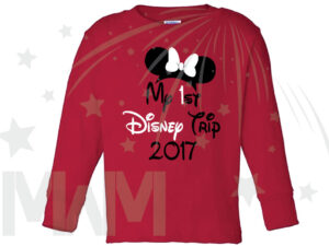 My 1st First Disney Trip 2017 Girl's Design Toddler Sizes Married With Mickey red long sleeve