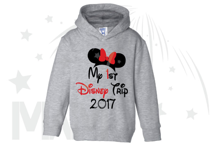 My 1st First Disney Trip 2017 Girl's Design Toddler Sizes Married With Mickey grey hoodie