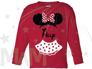 Minnie Mouse Costume Minnie Polka Dot Skirt Mickey Ears With Custom Name Toddler Sizes married with mickey red long sleeve