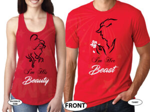 I'm His Beauty I'm Her Beast Design married with mickey red tee and tank
