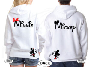 Mickey Minnie Super Cute Disney Matching Couple Shirts, Mix and Match Styles, Add Rhinestones (free, optional) married with mickey white hoodies