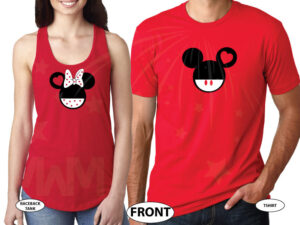 Disney Cute Matching Shirts Together Since Forever Mickey Minnie Mouse Head married with mickey red tee and tank