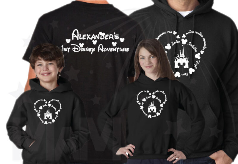 Disney Family Shirts, Mickey Head Outline With Your Names married with mickey black shirts