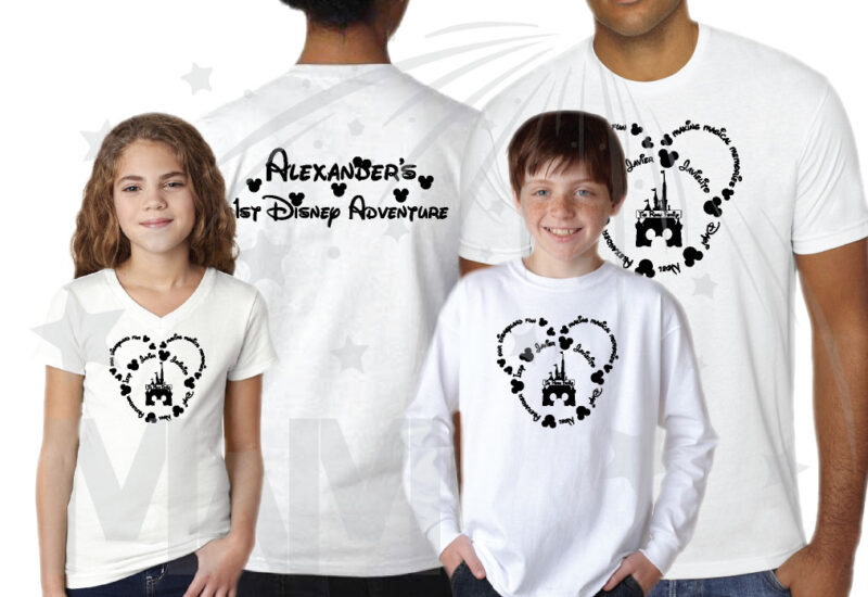 Disney Family Shirts, Mickey Head Outline With Your Names married with mickey white tshirts