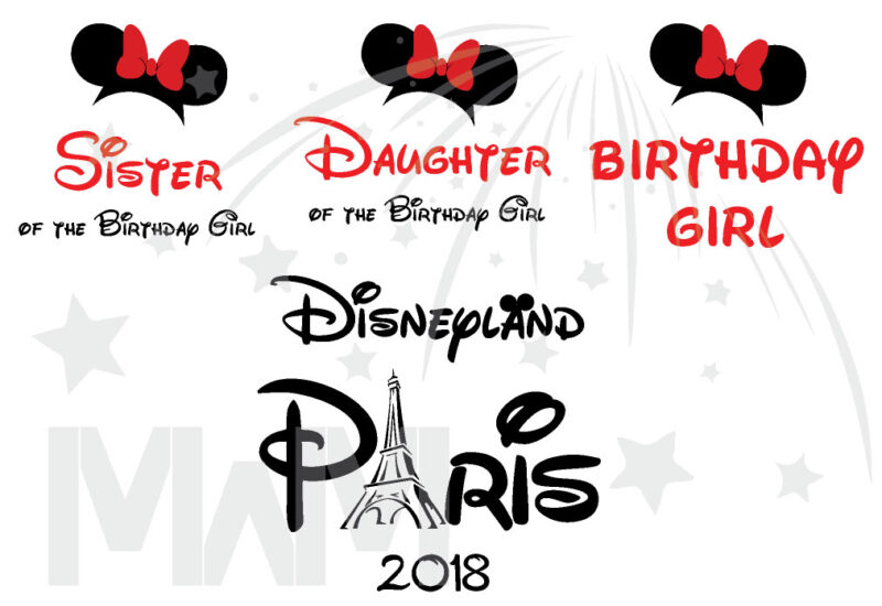 Matching Family Shirts, Sister, Daughter, Birthday Girl, Disneyland Paris 2018 married with mickey mwm