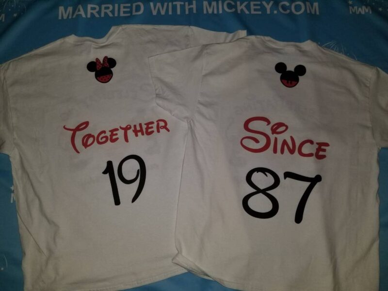 Disney Cute Matching Shirts Celebrating Our Anniversary Together Since (enter your year) Mickey Minnie Mouse Kissing