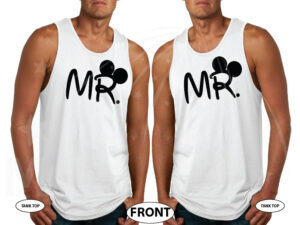 LGBT Gay Matching Shirts For Mr Mickey Mouse Hands In Heart Shape Wedding Date married with mickey white tshirts