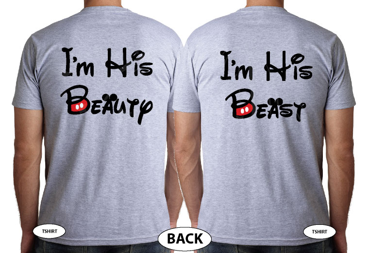 LGBT Gay I'm His Beauty I'm His Beast Matching Shirts married with mickey grey tshirts