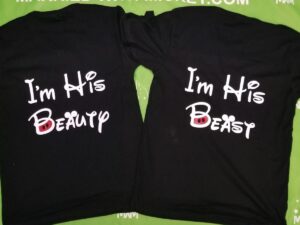 LGBT Gay I'm His Beauty I'm His Beast Matching Shirts married with mickey
