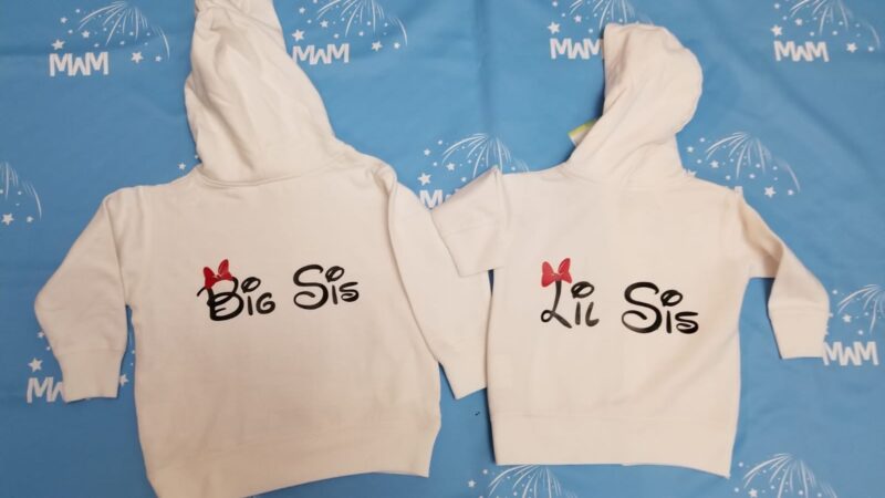 Big Sis Lil Sis Disney Family Shirts With Custom Names, married with mickey, white kids sizes pullover hoodies