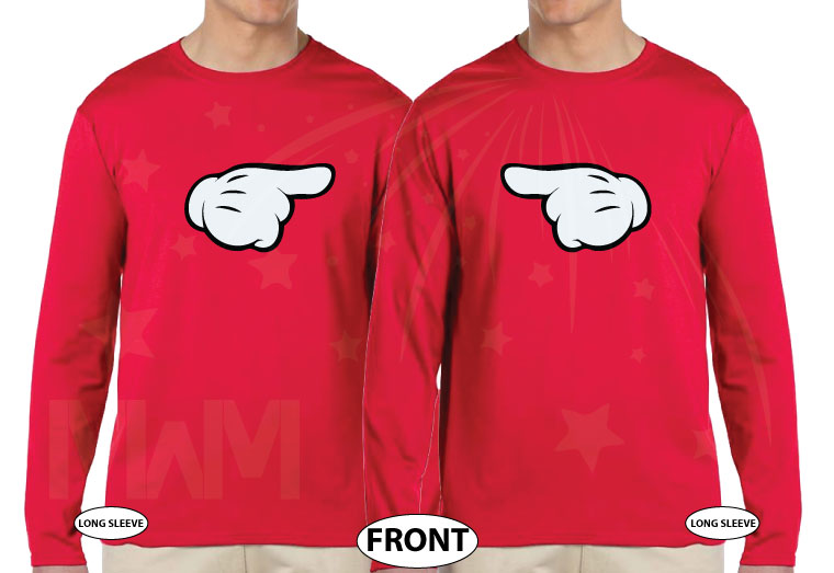 LGBT Gay Aye He's Mine Matching Shirts Mickey Mouse Pointing Hand married with mickey red long sleeves