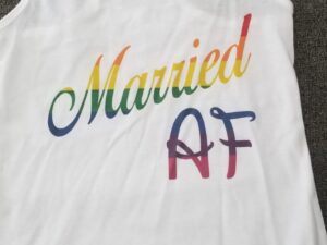 LGBT Lesbian or Gay Single Shirt, Ladies and Mens Cut, Married AF, Rainbow Colors married with mickey
