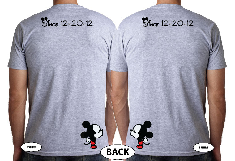 LGBT Gay Cute Shirts Soul Mate With Custom Date Kissing Mickeys married with mickey grey tshirts