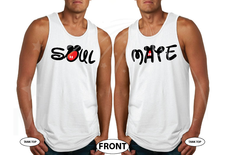 LGBT Gay Cute Shirts Soul Mate With Custom Date Kissing Mickeys married with mickey white tank tops