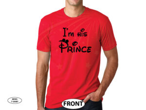 LGBT Gay Shirt Gift, Single Shirt, I'm His Prince, Mickey Mouse Disney font, Married With Mickey, red mens t-shirt