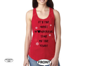 500453 It’s the Most Wonderful Time of the Year, Mickey Mouse Head, Snowflakes, Christmas Shirt married with mickey red tank top