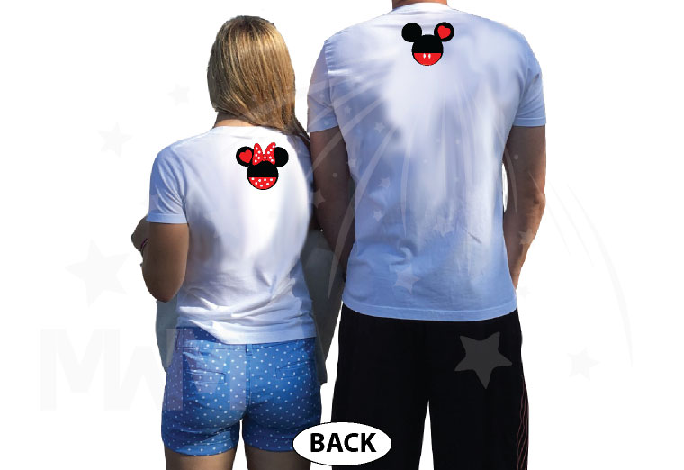 Hubby and Wifey Matching Couple Shirts, Mickey Minnie Mouse Heads married with mickey world's cutest matching couple shirts white tshirts