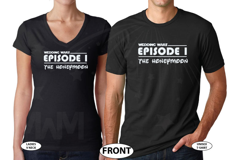 Wedding Wars, Episode 1, The Honeymoon, Disneymoon married with mickey world's cutest matching couple shirts black v neck and round neck