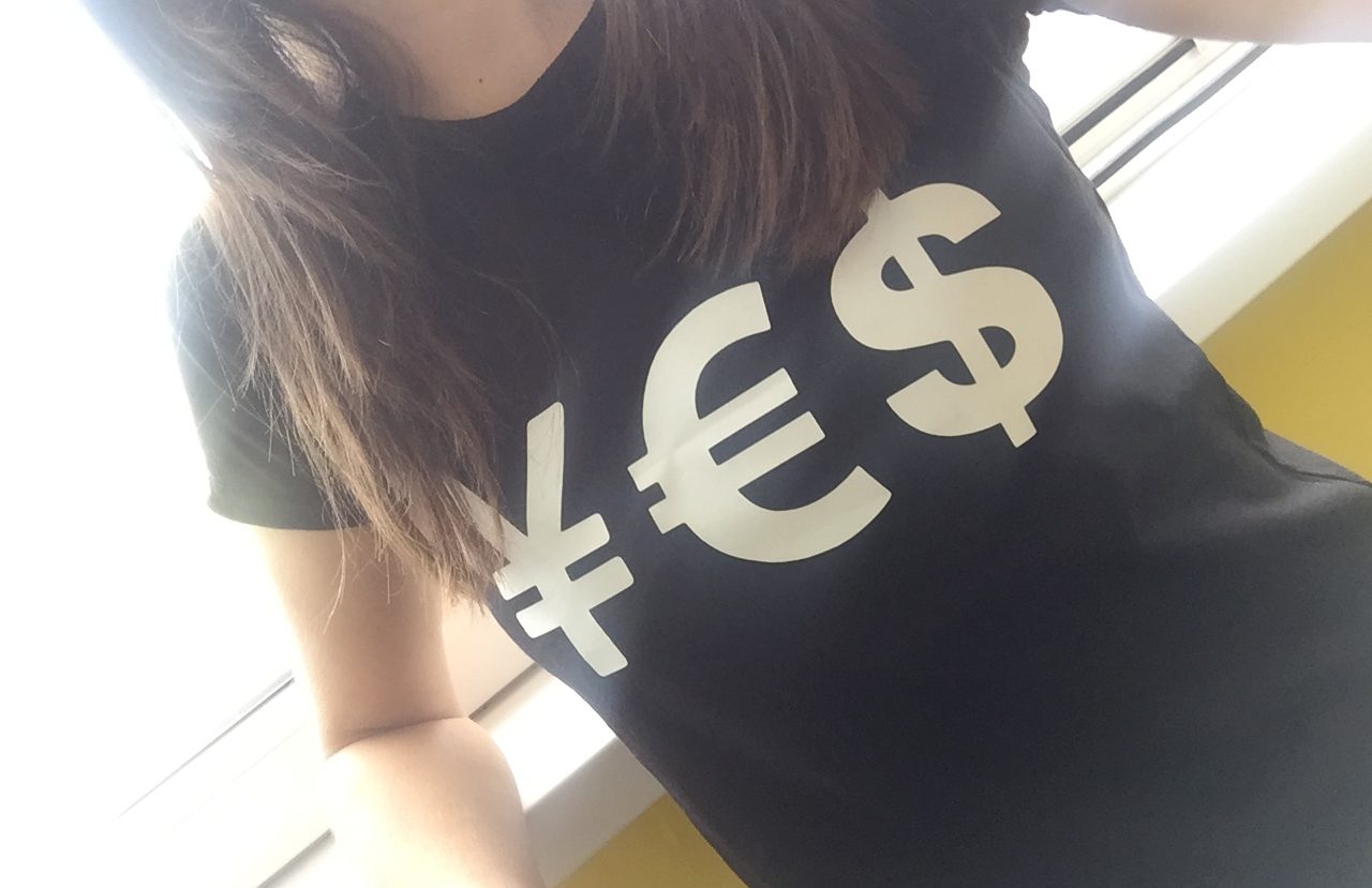 YES Money Signs Dollar Euro married with mickey black ladies tshirt