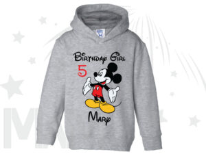 Birthday Boy (Girl), Mickey Mouse, Custom Name and Age, married with mickey toddler grey hoodie