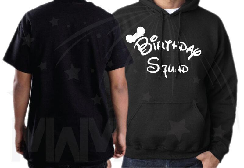 Matching Family Birthday Party Shirts, Birthday Squad Mickey Mouse Ears, Birthday Boy, Minnie Mouse Ears married with mickey black shirts