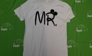 Super Sale, Clearance, White Mens Cut T Shirt Large, Mr with Mickey Mouse Ears (back), Married With Mickey, c221
