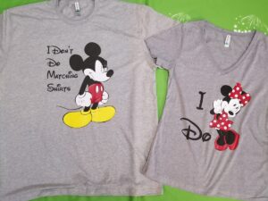 I Don't Do Matching Shirts Angry Mickey Mouse, I do Minnie Mouse married with mickey, grey mens t shirt and ladies v neck