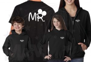 Cutest Disney Matching Family Honeymoon Shirts, custom names and date on Mr Mrs and Princess Disneymoon, married with mickey, black family set shirts