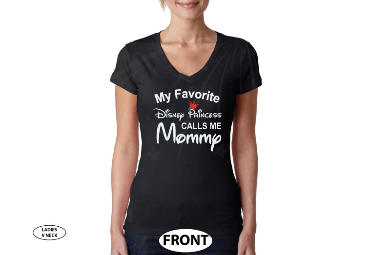 Disney Mom shirt perfect gift for her Minnie Mouse Mom My favorite Princess is my daughter calls me mommy tshirt cinderella queen tshirts a, married with mickey, black ladies v neck