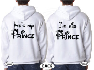 Disney LGBT Gay Couple Shirts, I'm His Prince and He's My Prince, Super Cute Matching Couples Shirts, Married With Mickey etsy store, married with mickey, white mens hoodies