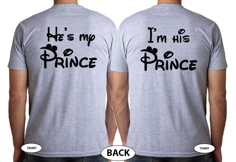 Disney LGBT Gay Couple Shirts, I'm His Prince and He's My Prince, Super Cute Matching Couples Shirts, Married With Mickey etsy store, married with mickey, gray mens tshirts