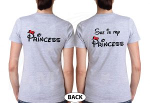LGBTQ Lesbian matching shrits for Princess and She's my Princess, married with mickey, grey ladies tees