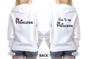 LGBTQ Lesbian matching shrits for Princess and She's my Princess, married with mickey, white unisex pullover hoodies
