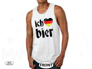 ich heart bier love beer with german flag, married with mickey etsy, white mens tank top