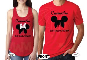 Celebrating Our Anniversary I‘m his princess I‘m her prince matching couple red ladies tank top and round neck mens tees