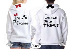 Celebrating Our Anniversary I‘m his princess I‘m her prince matching unisex white hoodies