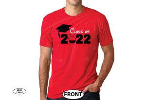 Graduation class 2022 Disney shirt, Mickey Mouse head, married with mickey, red mens cut tshirt