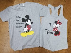 I Don't Do Matching Shirts Angry Mickey Mouse, I do Minnie Mouse, married with mickey, grey mix and match shirts, ladies tank top and mens t-shirt