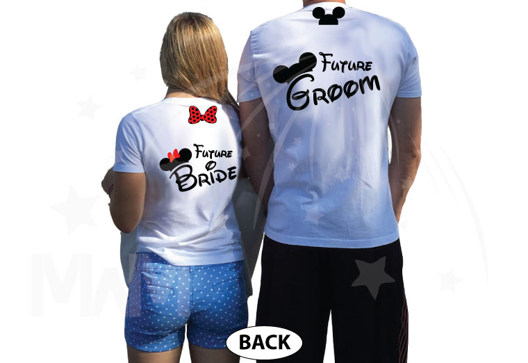 Future bride tshirt and future groom t shirt cute matching tshirts Mrs Shirt engagement custom new wife gift for her I said yes fiance tee, married with mickey, white tees