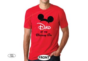 Shirt for Him, Dad of the Birthday Girl (Boy), Mickey Mouse Head, Parent Shirt, Married With Mickey, red tshirt