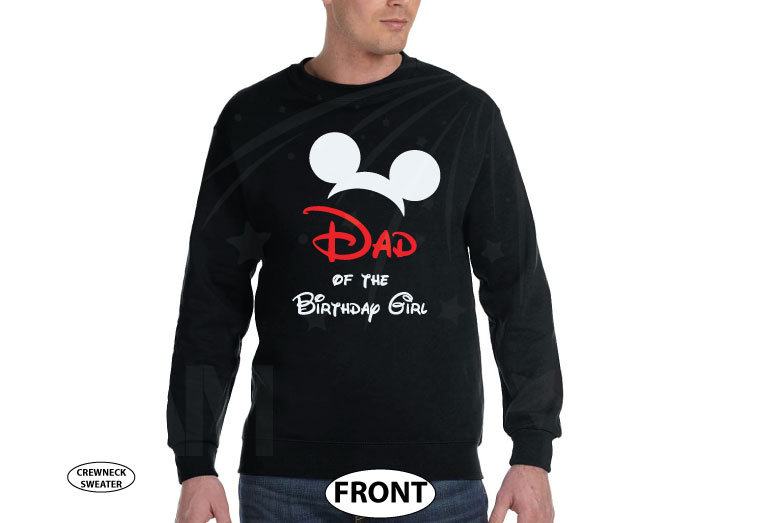 Shirt for Him, Dad of the Birthday Girl (Boy), Mickey Mouse Head, Parent Shirt, Married With Mickey, black sweater