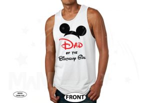Shirt for Him, Dad of the Birthday Girl (Boy), Mickey Mouse Head, Parent Shirt, Married With Mickey, white mens tank top