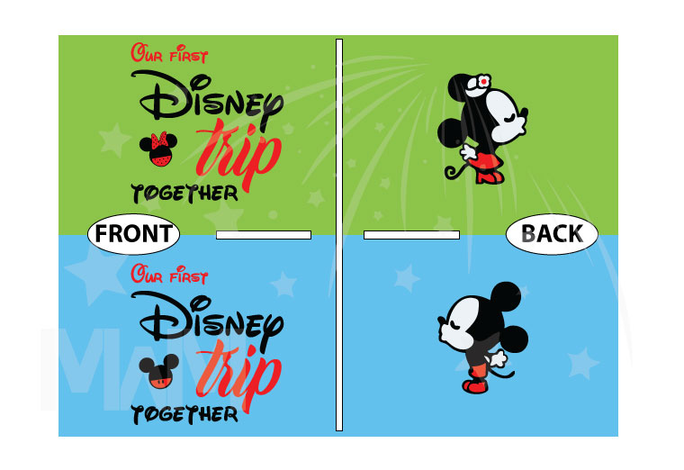 Matching Mickey and Minnie Mouse shirts cute kiss Our first trip together, married with mickey