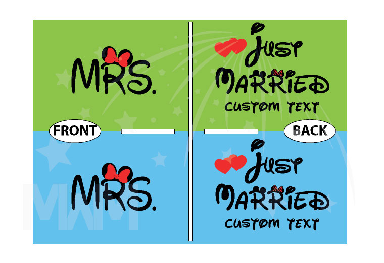 GBT Lesbian Just Married cute couple matching apparel for Mrs with custom text, married with mickey