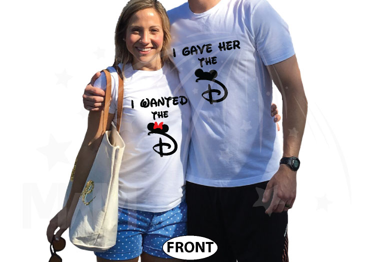 I wanted the D I gave her the D with big D and ears, married with mickey, white tees