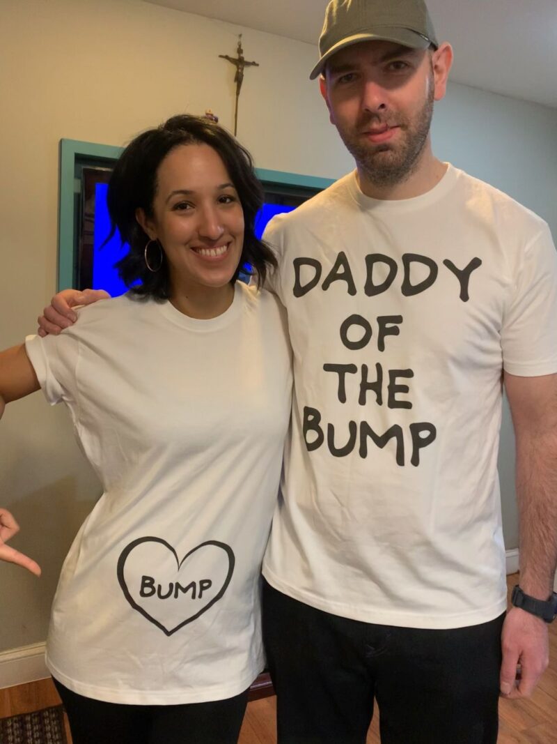 Daddy of the bump matching parents to be funny shirts cool couple apparel married with mickey, white matching tees