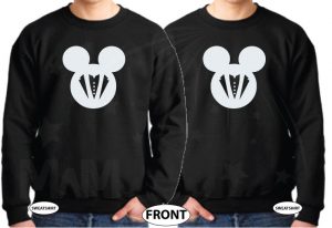 500530 LGBT gay matching apparel Groom with custom text date, married with mickey black unisex sweaters