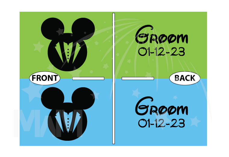 500530 LGBT gay matching apparel Groom with custom text date, married with mickey