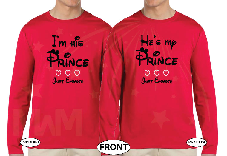500563 LGBT Gay I'm His Prince He's My Prince Mickey Mouse With Custom Names red long sleeves