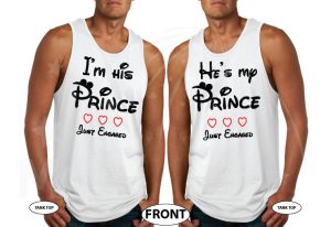 500563 LGBT Gay I'm His Prince He's My Prince Mickey Mouse With Custom Names white mens tank tops